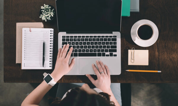 woman studying with laptop