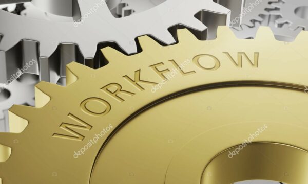 Metal gear wheels with the engraving Workflow - 3d render