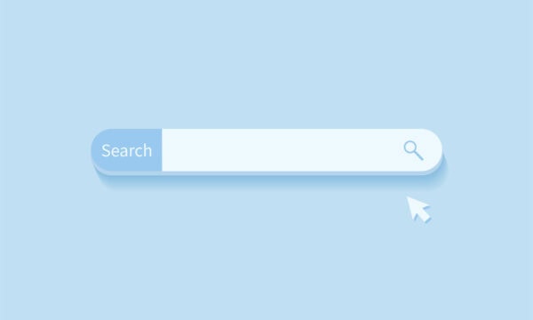 Search bar design element. Search Bar for website and UI, mobile apps isolated on blue background. Vector illustration